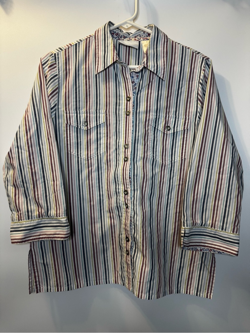 Alfred Dunner Multicolor Striped Button-Down Shirt